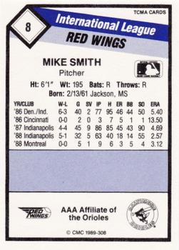 1989 CMC Rochester Red Wings #8 Mike Smith Back