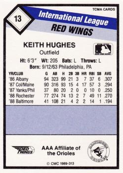 1989 CMC Rochester Red Wings #13 Keith Hughes  Back