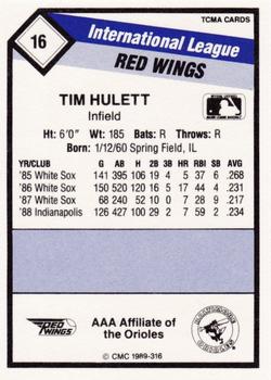 1989 CMC Rochester Red Wings #16 Tim Hulett  Back