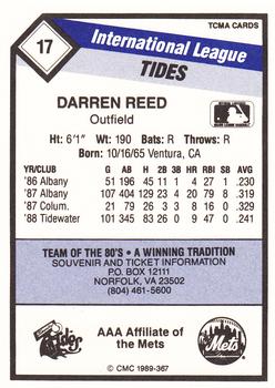 1989 CMC Tidewater Tides #17 Darren Reed  Back