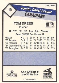 1989 CMC Vancouver Canadians #10 Tom Drees  Back