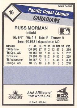 1989 CMC Vancouver Canadians #16 Russ Morman  Back