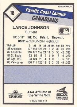 1989 CMC Vancouver Canadians #18 Lance Johnson  Back