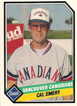 1989 CMC Vancouver Canadians #21 Cal Emery Front