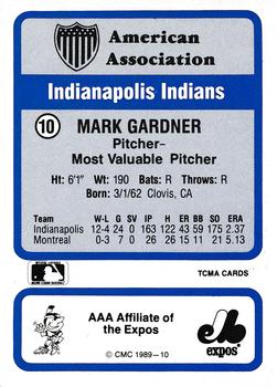 1989 CMC Triple A All-Stars #10 Mark Gardner Back