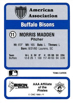1989 CMC Triple A All-Stars #11 Morris Madden Back