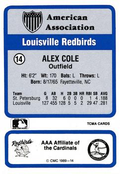 1989 CMC Triple A All-Stars #14 Alex Cole Back