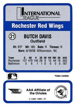 1989 CMC Triple A All-Stars #21 Butch Davis Back