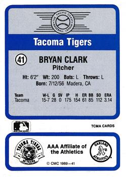 1989 CMC Triple A All-Stars #41 Bryan Clark Back