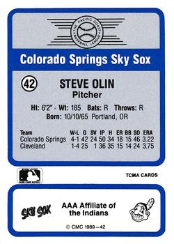 1989 CMC Triple A All-Stars #42 Steve Olin Back