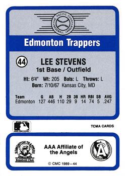 1989 CMC Triple A All-Stars #44 Lee Stevens Back
