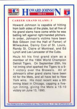 1991 Upper Deck Denny's Grand Slam Holograms #11 Howard Johnson Back