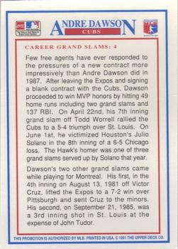 1991 Upper Deck Denny's Grand Slam Holograms #14 Andre Dawson Back