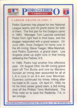 1991 Upper Deck Denny's Grand Slam Holograms #22 Pedro Guerrero Back