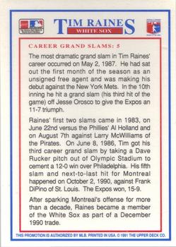 1991 Upper Deck Denny's Grand Slam Holograms #26 Tim Raines Back