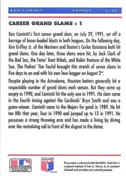 1992 Upper Deck Denny's Grand Slam Holograms #2 Ken Caminiti Back