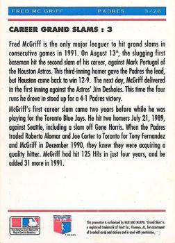 1992 Upper Deck Denny's Grand Slam Holograms #3 Fred McGriff Back