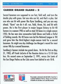 1992 Upper Deck Denny's Grand Slam Holograms #10 Ryne Sandberg Back