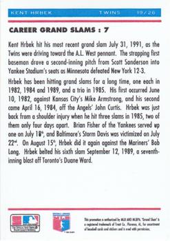 1992 Upper Deck Denny's Grand Slam Holograms #19 Kent Hrbek Back