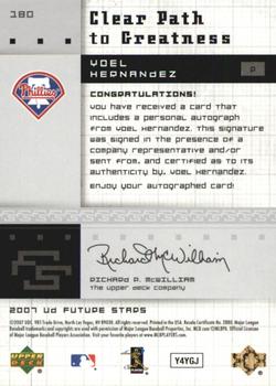 2007 Upper Deck Future Stars #180 Yoel Hernandez Back