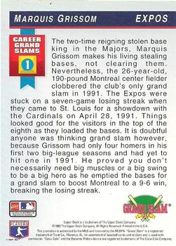 1993 Upper Deck Denny's Grand Slam Holograms #10 Marquis Grissom Back