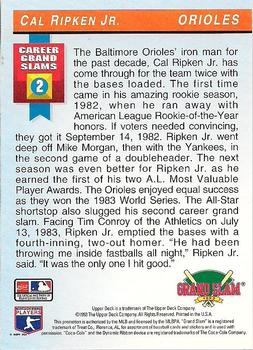 1993 Upper Deck Denny's Grand Slam Holograms #16 Cal Ripken Jr. Back
