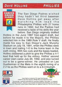 1993 Upper Deck Denny's Grand Slam Holograms #18 Dave Hollins Back