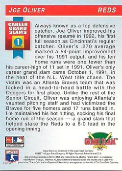1993 Upper Deck Denny's Grand Slam Holograms #22 Joe Oliver Back