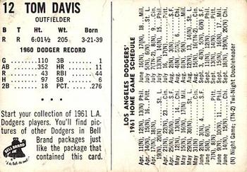 1961 Bell Brand Los Angeles Dodgers #NNO Tommy Davis Back