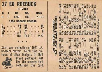 1961 Bell Brand Los Angeles Dodgers #NNO Ed Roebuck Back