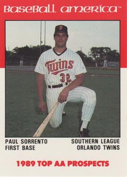 1989 Best Baseball America AA Prospects #AA19 Paul Sorrento  Front