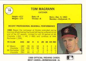 1989 Best Canton-Akron Indians #10 Tom Magrann  Back
