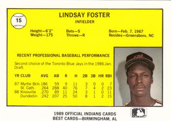 1989 Best Canton-Akron Indians #15 Lindsay Foster  Back