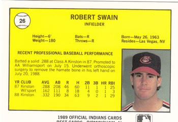 1989 Best Canton-Akron Indians #26 Robert Swain  Back