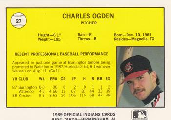 1989 Best Canton-Akron Indians #27 Charles Ogden  Back