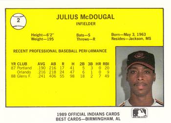 1989 Best Canton-Akron Indians #2 Julius McDougal  Back