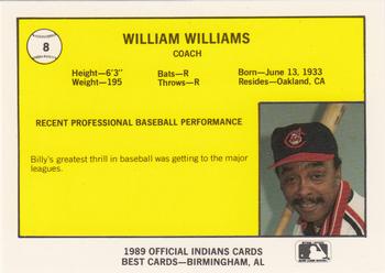 1989 Best Canton-Akron Indians #8 William Williams Back