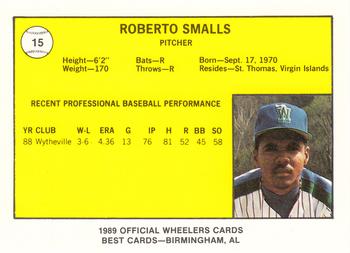 1989 Best Charleston Wheelers #15 Roberto Smalls  Back