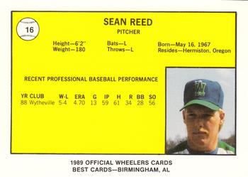 1989 Best Charleston Wheelers #16 Sean Reed  Back