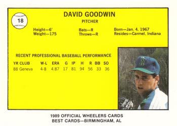 1989 Best Charleston Wheelers #18 David Goodwin  Back