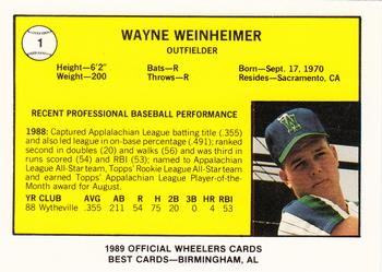 1989 Best Charleston Wheelers #1 Wayne Weinheimer  Back