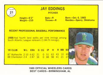 1989 Best Charleston Wheelers #21 Jay Eddings  Back