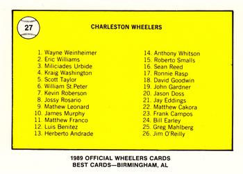 1989 Best Charleston Wheelers #27 Watt Powell Park / Checklist  Back