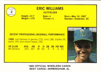 1989 Best Charleston Wheelers #2 Eric Williams  Back