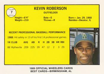 1989 Best Charleston Wheelers #7 Kevin Roberson  Back