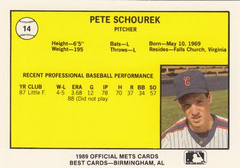 1989 Best Columbia Mets #14 Pete Schourek  Back