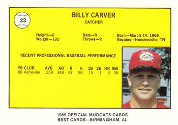 1989 Best Columbus Mudcats #23 Billy Carver  Back