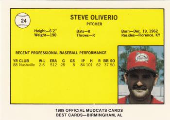 1989 Best Columbus Mudcats #24 Steve Oliverio  Back
