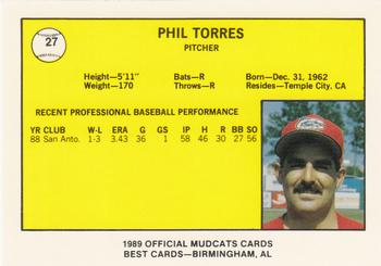 1989 Best Columbus Mudcats #27 Phil Torres  Back