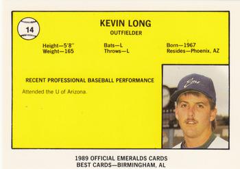 1989 Best Eugene Emeralds #14 Kevin Long  Back